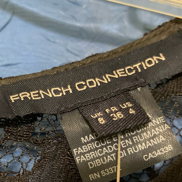 NWT Black Lace 4 Pencil French Connection LBD Lined Purple Acai 3/4 Slv Dress - Picture 10 of 14